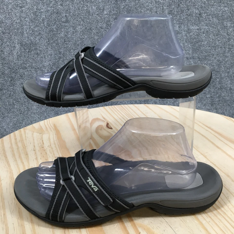 Sandalias Teva para mujer 10 Tirra Slide cuero negro correa cruzada sin cordones SN1003990 Foto 2 de 4