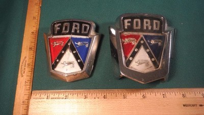 CJ49 Ford Hood & Trunk Emblems Vintage 1952 #BA16644 FORD CUSTOMLINE CLUB COUPE