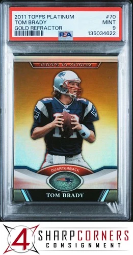 2011 TOPPS PLATINUM GOLD REFRACTOR #70 TOM BRADY PSA 9