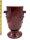 1940's Red Wing Pottery Art Vase #1362 Burgundy Cream Interior Handles 7.75 in.