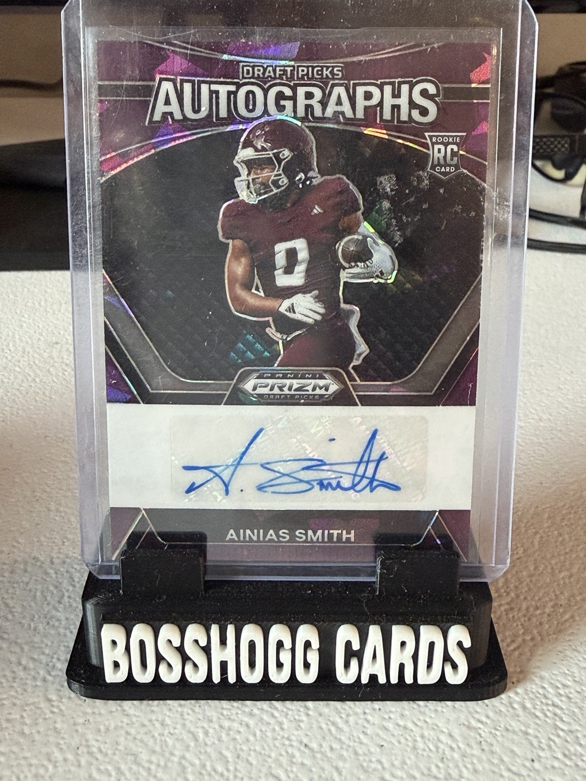 Ainias Smith Panini Prizm Draft Picks Draft Picks Autographs #DPAASH Purple Ice