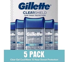 Gillette Cool Wave Clear Gel Men's Antiperspirant/Deodorant 3.8 oz/108g     5 Pk