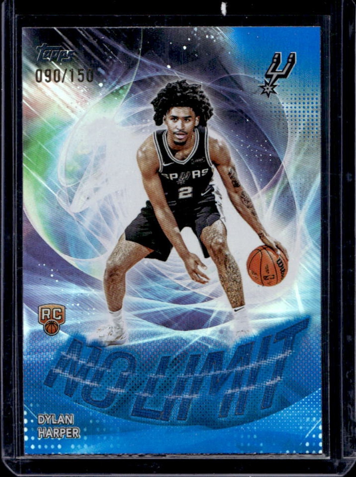 2025-26 Topps Dylan Harper No Limit RC Blue Rainbow #90/150 Spurs