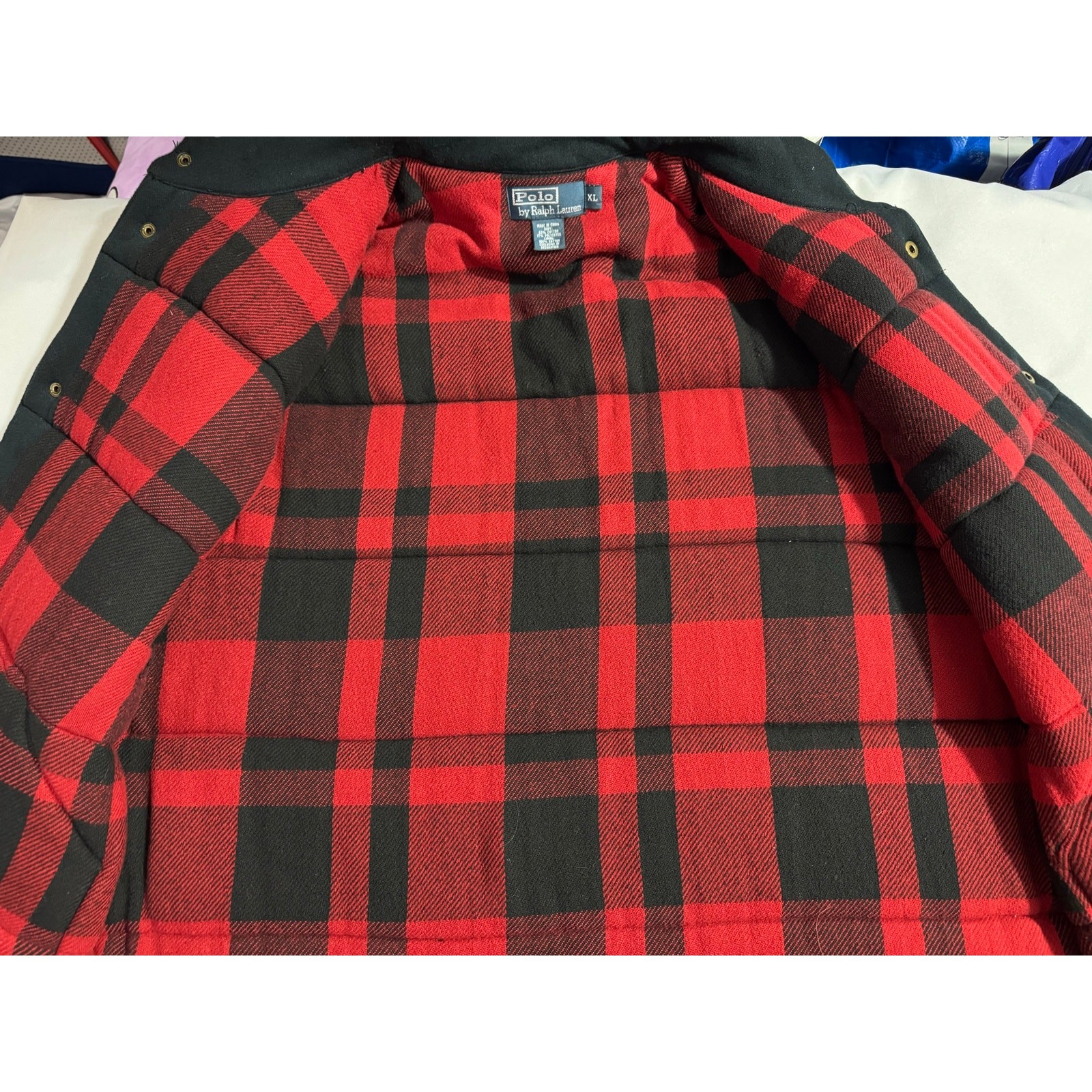 Vintage 90s Polo Ralph Lauren Flannel Lined Puffer Vest XL Quilt Buffalo Plaid image 10