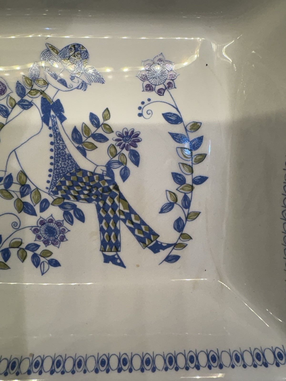 Vtg 1960 Figgjo Lotto Tori Design 13.5x7.75” 2 Handled Norway Serving Dish