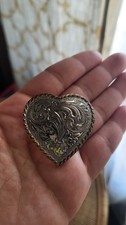 Montana Silversmiths Sterling Silver Plate Western Floral Heart Belt Buckle