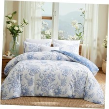 Floral Duvet Cover Set Size Cottagecore White Blue Queen White Blue Floral
