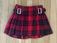 Justice Red Pleated Plaid Skirt Skort Sz 6 Holiday