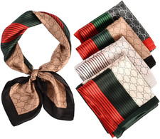 3/4/5 Pcs 27.5" Silk Satin Hair  Neck Scarf   Square Headband for Women  Girls
