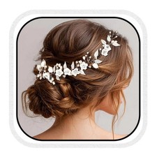 Bridal Hair Vine Silver Pearl Wedding Headpiece Flower Hair Accessory Women