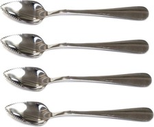Set of 4 Grapefruit Spoons Stainless Steel Serrated Edge