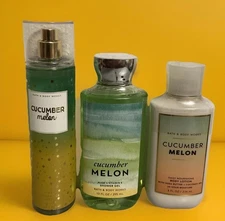 (3) Bath & Body Works CUCUMBER MELON Fragrance Mist, Shower Gel & Lotion 8 Oz❤️