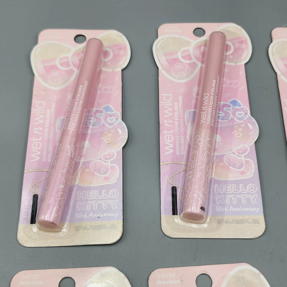 Lote de 8 delineadores de ojos líquidos Wet & Wild Shimmer Hello Kitty 50 aniversario Precious Foto 2 de 4