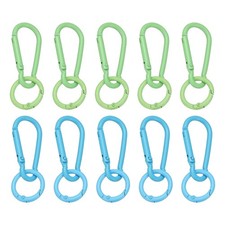 10Pcs Keychain Clips with O Rings, Green/Blue