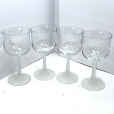 Set of 4 Vintage 1980s Wheaton Twilight FROSTED STEM WINE Glasses USA