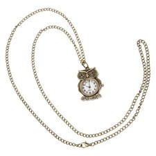 Unisex Vintage Metal Pocket Watch With Owl Design For Daily Use