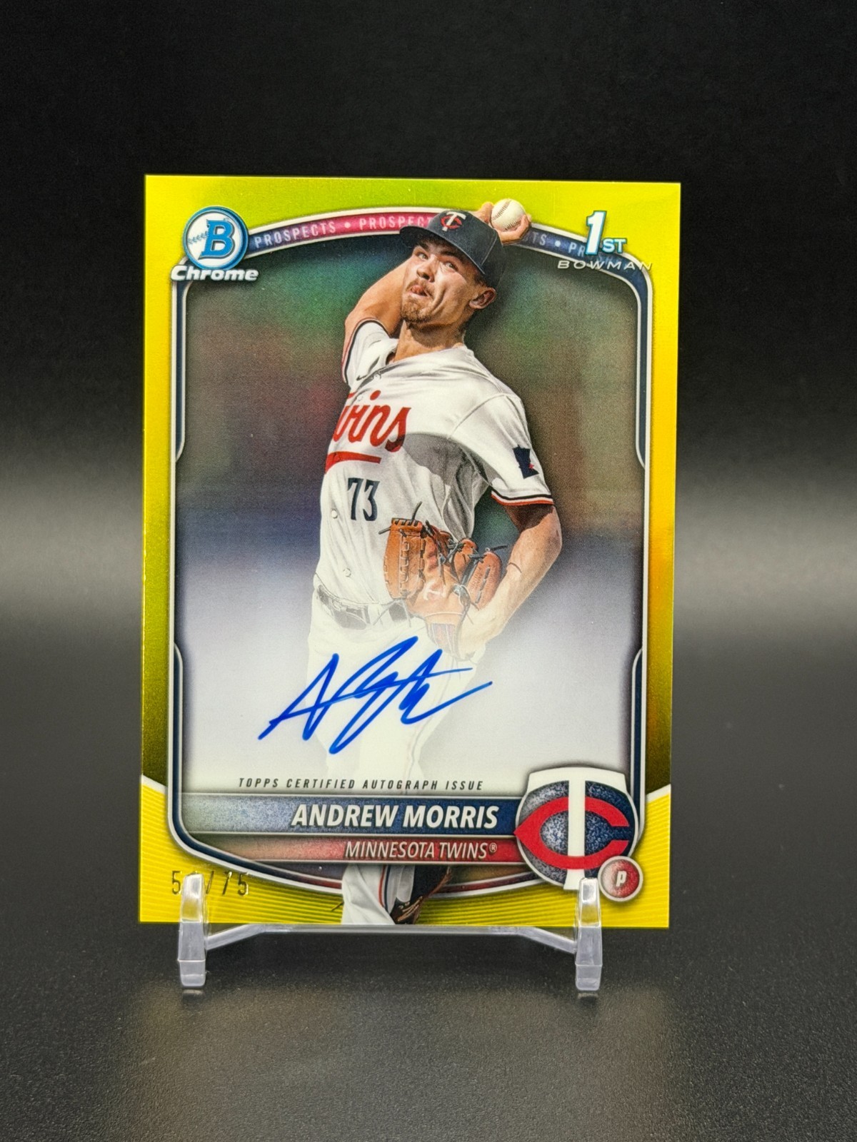 2025 1st Bowman Chrome ANDREW MORRIS True Yellow Auto #/75 | TWINS