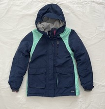 Lands End Kids Girls Navy Blue Green Insulated Waterproof Winter Jacket Size L
