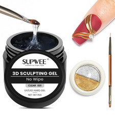 3D Sculpting Gel for Nail Art Chrome Powder No Wipe , Clear Semi-Solid Modeling