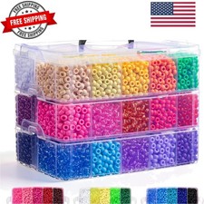 10000Pcs Pony Beads Bulk, 30 Colors Rainbow Kandi Beads for Hair Braiding Bra...