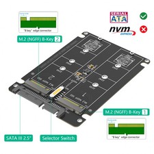 Dual NGFF M.2 B Key SSD to 2.5 SATA III With Black Plastic Enclosure