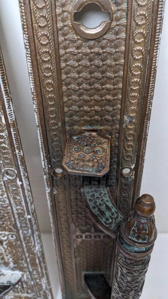 Tiradores de puerta de mansión comercial victoriana Eastlake tienda de bronce Art Deco Nouveau Foto 4 de 4