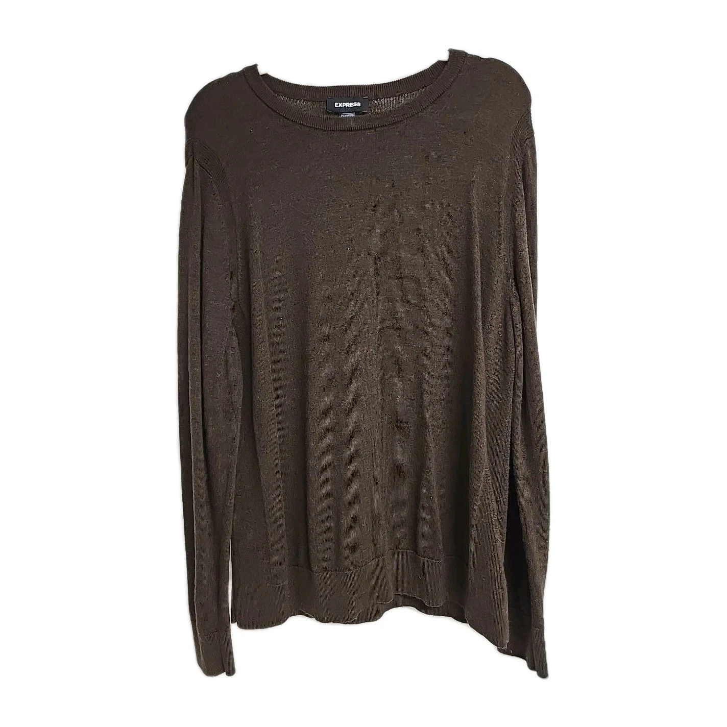 Express 100% Merino Wool Crewneck Pullover Sweater Brown Men's Size XL