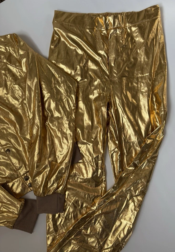 Disco Halloween Traje Dorado Adulto Unisex Disfraz Foro Usado en Excelente Condición Años 70 Años 80 Cantante Brillante Foto 4 de 4