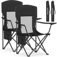2 Pack Breathable Camping Chairs, 330 lb Capacity Foldable Outdoor Chairs, High
