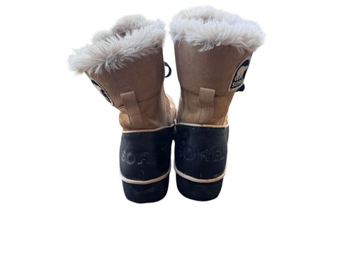 Sorel Tivoli II Suede Boots Tan Black Woman’s Size 9 Lace Up Winter Snow Boots - Picture 3 of 8