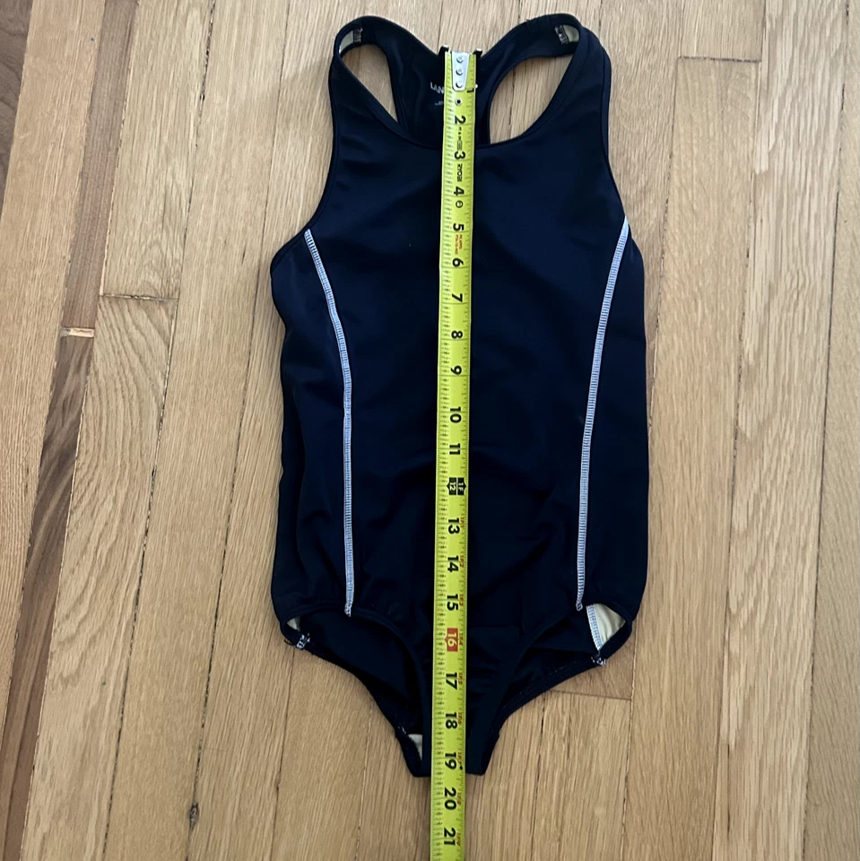 Girls Land's End Racerback One Piece Swimsuit Sz 7 Navy Blue - Image 4 of 4