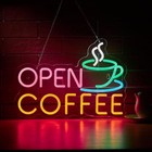 Coffee Open Neon Sign for Wall Décor Dimmable Business Shop Led Neon Light Usb