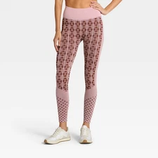 Women's Seamless High-Rise Printed Leggings - All In Motion Maroon/Light Pink M