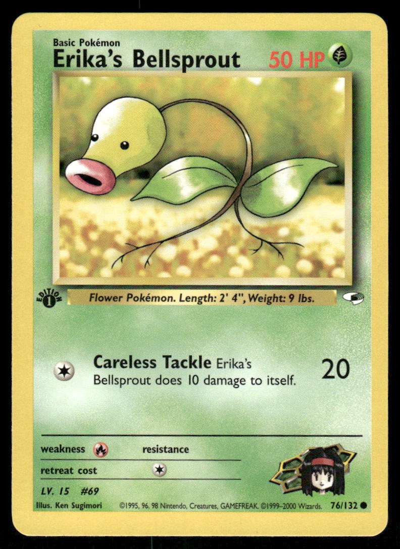 Pokemon Cards Erika's Bellsprout 76/132 1ST EDITION Gym Heroes WOTC Common NM *1