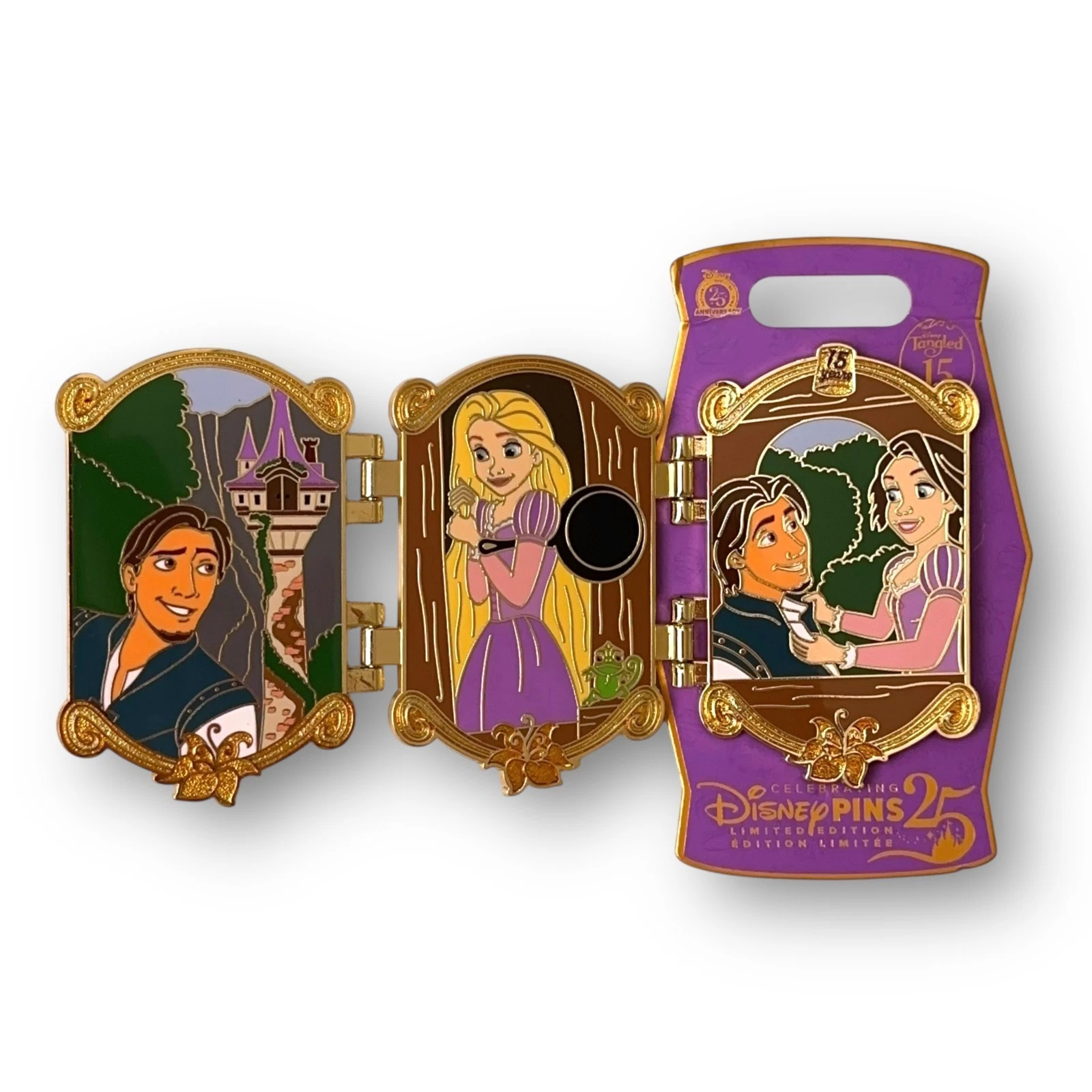 2025 Disney Parks Tangled Rapunzel 15th Anniversary Z Fold Flynn Pin LE 4000 New