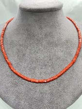 Collana Corallo Rosso Mediterraneo Naturale-46cm-Cannette 5mm-Argento 925