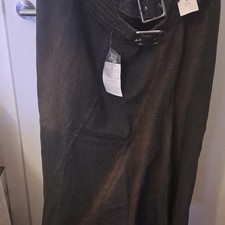 Women’s Black Denim Long A-Line Skirt Buckle Accent Zip Closure Plus Size 20