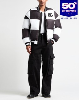 RRP €2750 DOLCE & GABBANA Puffer Bomber Jacket IT50 US40 L Black Check Logo
