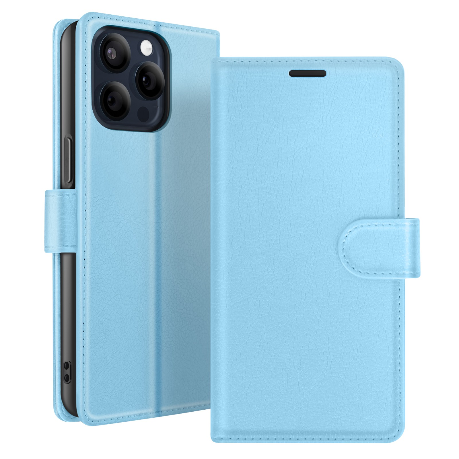 Étui portefeuille iPhone 15 Pro en éco-cuir haute finition et rabat magnétique
