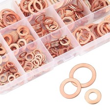 200 PCS Gold Car Copper Gasket Assortment Set 10 SPEC RustProof Sealing Flat
