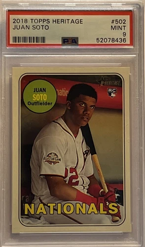 2018 TOPPS HERITAGE #502 JUAN SOTO ROOKIE PSA 10 WAS Nationals NY Mets