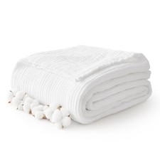 100 Cotton Muslin Blanket 40" x 40", Breathable and Lightweight Cotton Throw...