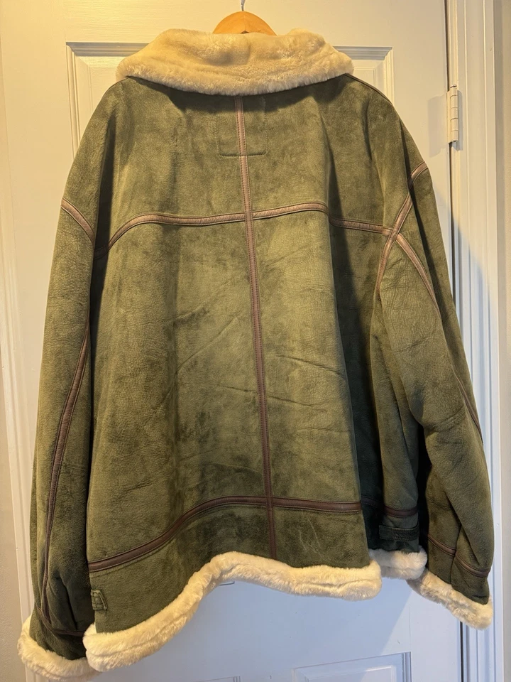 PHAT FARM Chaqueta de Cuero Gamuza Vintage Para Hombres 6XL Imitación Piel Y2K Abrigo de Invierno Pesado Foto 4 de 4
