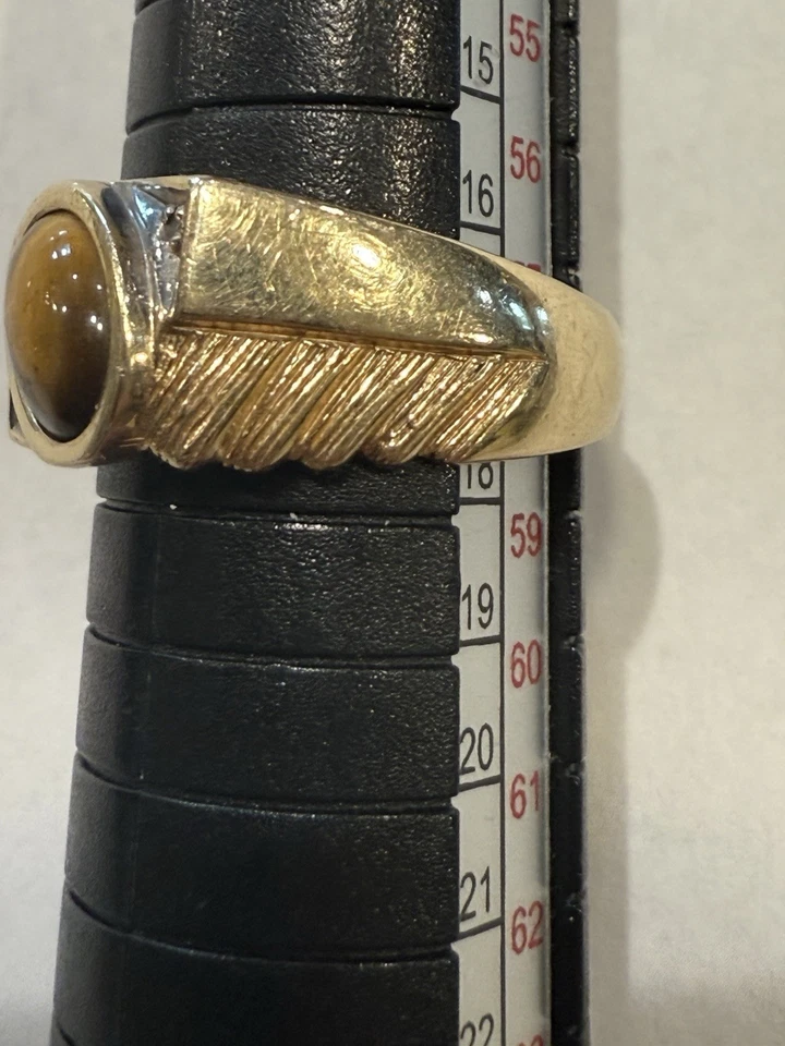 Anillo de diamantes ojo de tigre oro 14k talla 8,5 Foto 2 de 4