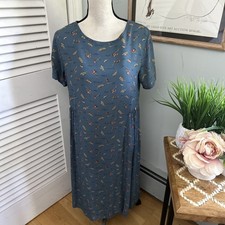 Vintage Eddie Bauer Dress Petite Small Blue Floral Midi Shift 90s Modest Boho