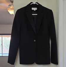 Calvin Klein Women's Black One-Button Notch Lapel Blazer Jacket Size 2