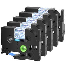 5PC TZe-133 TZ-133 Blue on Clear Label Tape Compatible with Brother PT-H100 12mm