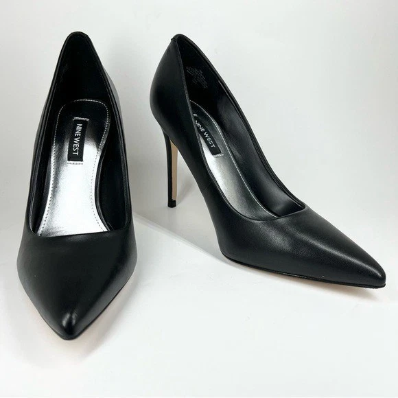 Zapatos de salón Nine West para mujer frescos sin cordones de cuero negro talla 7M Foto 3 de 4