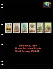 $3.40 Scott Value - 1988 ZIMBABWE Cactus Plants Aloes African CV MNH NH UMM