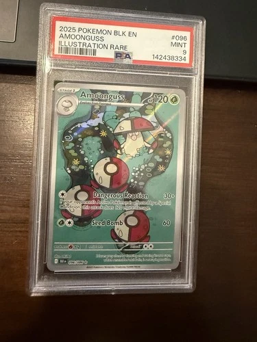 134871752 Amoonguss 2025 Pokemon Black Bolt #96 Illustration Rare PSA 9